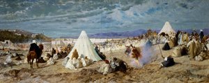 Święto Mahometa w Tangerze, obraz Stefano Ussi (1822-1901), olej na płótnie, 48, 5x117, 5 cm