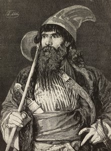 Szejk w pełnym regaliach, ryc. F Gamberoni z obrazu Stefano Ussi (1822-1901), L