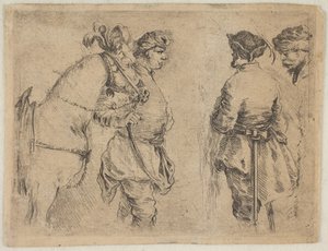 Słup trzymający konia za uzdę, ca. 1662. autorstwa Stefano della Bella