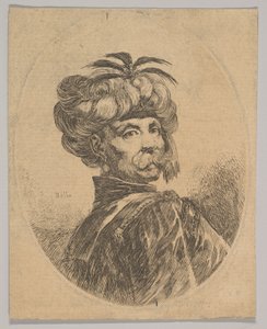 Turek z wąsami, w turbanie ozdobionym pięcioma piórami czapli, tur..., 1650.