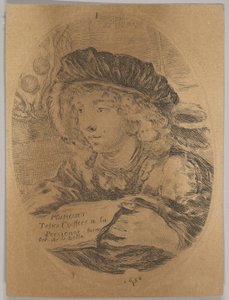 Popiersie młodzieńca w czapce z piórami, zwróconego o trzy czwarte w lewo, ..., 1650. autorstwa Stefano della Bella