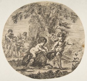 Dziecko i dziecko satyr bawiące się z kozą, ok. godz. 1657. autorstwa Stefano della Bella