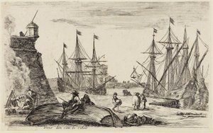 Widoki portów morskich (Vues de ports de mer): Widok na zakątek portu w Calais autorstwa Stefano della Bella