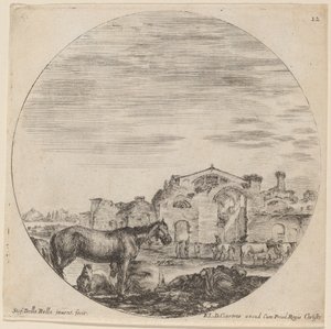 Termy Dioklecjana i śpiącego pasterza, 1646. autorstwa Stefano della Bella