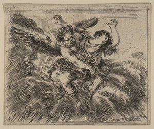 Boreas i Oreithyia, z Game of Mythology Jeu de la Mythologie, 1644. autorstwa Stefano della Bella