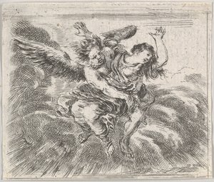 Boreas i Orithyia, z Game of Mythology Jeu de la Mythologie, 1644. autorstwa Stefano della Bella