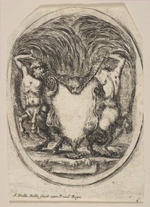 Kartusz utworzony przez skórę tygrysa otoczoną przez dwa centaury, 1647. autorstwa Stefano della Bella