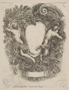 Kartusz oprawiony przez Apolla i Pana, 1647. autorstwa Stefano della Bella