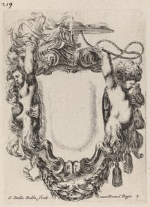 Kartusz z Dzieciątkiem Satyrów, 1647. autorstwa Stefano della Bella