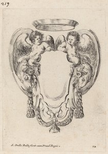 Kartusz z baranami i niemowlętami satyrami, 1647. autorstwa Stefano della Bella