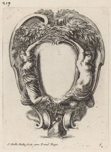 Kartusz z dwiema nimfami przemienionymi w drzewa, 1647. autorstwa Stefano della Bella