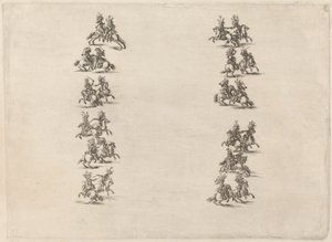 Kawalerowie walczący w dwóch kolumnach, 1652. autorstwa Stefano della Bella