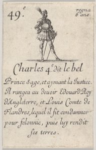 Charles 4. wyd. le bel Prince sage..., z Gry o królów Francji Jeu des Rois..., 1644. autorstwa Stefano della Bella