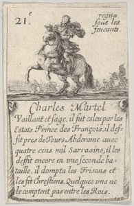 Charles Martel Vaillant et sage…, z „Gry królów Francji” Jeu des Rois de…, 1644. autorstwa Stefano della Bella