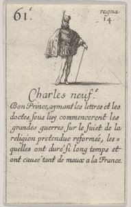 Charles neuf.-e Bon Prince..., z Gry królów Francji Jeu des Rois de France, 1644. autorstwa Stefano della Bella