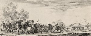 Choc de Cavalerie (akwaforta na papierze czerpanym) autorstwa Stefano della Bella