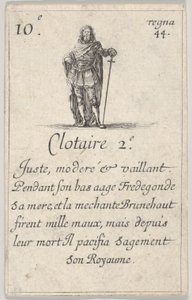 Clotaire 2.-e Uczciwy, umiarkowany... z Gry królów Francji Jeu des Rois de Fran..., 1644. autorstwa Stefano della Bella