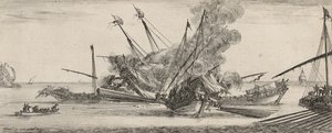 Combat Naval (akwaforta na papierze wykładanym) autorstwa Stefano della Bella
