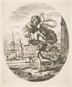 Śmierć niosąca dziecko, z Pięciu zgonów Les cinq Morts, ca. 1648. autorstwa Stefano della Bella