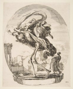 Śmierć unosząca kobietę, z Pięciu zgonów Les cinq Morts, ca. 1648. autorstwa Stefano della Bella