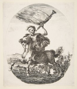 Śmierć na koniu z trąbką, z Pięciu zgonów Les cinq Morts, ca. 1648. autorstwa Stefano della Bella