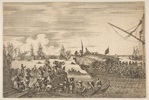 Wyjazd kuchni w Porcie Livorno, z Widoków na port Livorno..., 1654-55. autorstwa Stefano della Bella