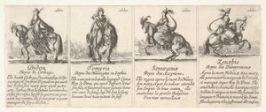 Dido, Tomyris, Semiramis i Zenobie z „Gry królowych” autorstwa Stefano della Bella
