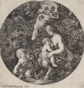 Satyrka karmiąca dziecko w zalesionym krajobrazie, 1656.