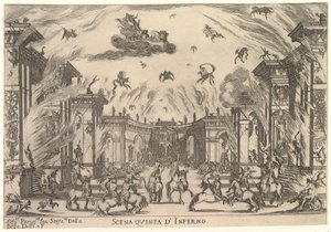 Piąta scena, Inferno, z Wesela bogów Le nozze degli Dei, 1637. autorstwa Stefano della Bella