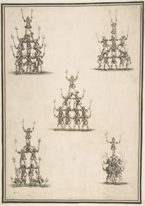 Pięć grup akrobatów, 1652. autorstwa Stefano della Bella