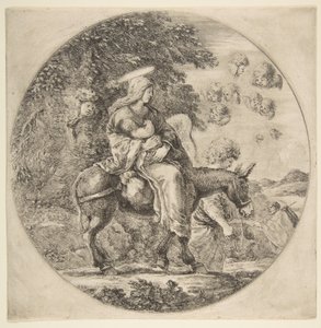 Ucieczka do Egiptu, kompozycja okrągła, ca. 1662. autorstwa Stefano della Bella
