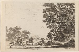Las z polowaniem na jelenie, 1642. autorstwa Stefano della Bella