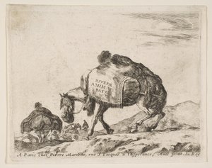 Frontyspis dla różnych zwierząt: Pack Horse, ca. 1641. autorstwa Stefano della Bella
