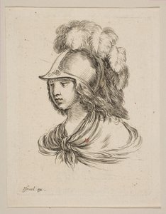 Głowa Minerwy, z „Różne głowy i figury” Diverses tétes et figures, 1650. autorstwa Stefano della Bella