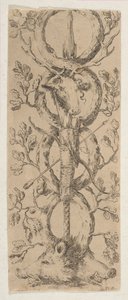 Głowy Jelenia i Dwa Dziki w Rinceaux Konarów Dębowych, ca. 1653. autorstwa Stefano della Bella