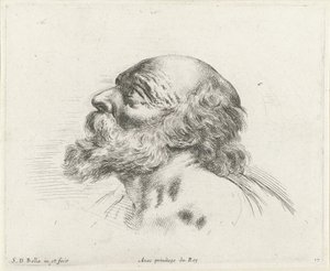 Głowa łysego starca z brodą, z profilu po lewej (prawdopodobnie św. Piotr) Podstawy rysowania (tytuł serii) I principii del disegno (tytuł serii)