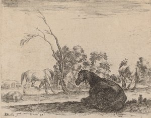 Konie na pastwisku, 1642. autorstwa Stefano della Bella