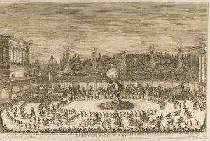 Świat świętujący, balet na koniu z okazji ślubu Cosimo de Medici z M autorstwa Stefano della Bella