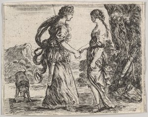 Jupiter i Calisto, z Game of Mythology Jeu de la Mythologie, 1644. autorstwa Stefano della Bella