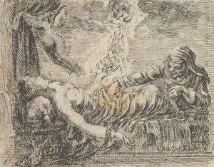 Jupiter i Danae z „Gry w mitologię” Jeu de la Mythologie, 1644. autorstwa Stefano della Bella