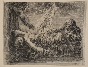 Jupiter i Danäe, z Game of Mythology Jeu de la Mythologie, 1644. autorstwa Stefano della Bella
