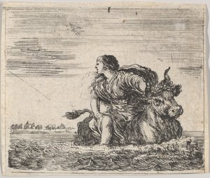 Jupiter i Europa, z Game of Mythology Jeu de la Mythologie, 1644. autorstwa Stefano della Bella