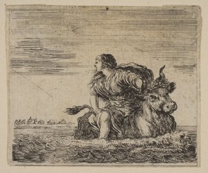 Jupiter i Europa, z Game of Mythology Jeu de la Mythologie, 1644. autorstwa Stefano della Bella