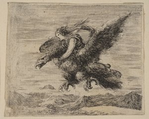 Jupiter i Ganimedes, z Game of Mythology Jeu de la Mythologie, 1644. autorstwa Stefano della Bella