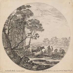 Krajobraz z ruinami rzymskimi, 1646. autorstwa Stefano della Bella