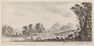 Krajobraz z pasterzem pilnującym swojej trzody w roku 1647 lub wcześniej. autorstwa Stefano della Bella