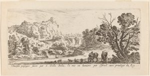 Krajobraz z wodospadem, 1641. autorstwa Stefano della Bella