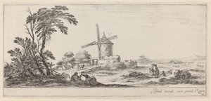 Krajobraz z wiatrakiem, w roku 1647 lub wcześniej. autorstwa Stefano della Bella