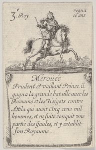 Meroüée Prudent et vaillant..., z Gry królów Francji Jeu des Rois de Fran..., 1644. autorstwa Stefano della Bella
