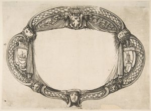 Projekt ornamentu do pracy dyplomowej o urządzeniu: Quest un soccorso, ca. 1656. autorstwa Stefano della Bella